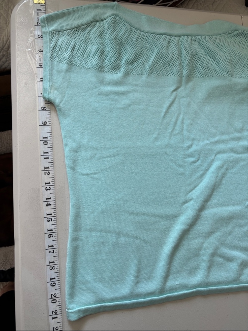 Silk & Cotton Cap Sleeve Blue Pastel Sweater Size Small Boatneck Dainty Feminine - Picture 7 of 9